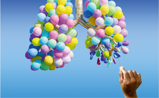 COPD Lunge aus Luftballons